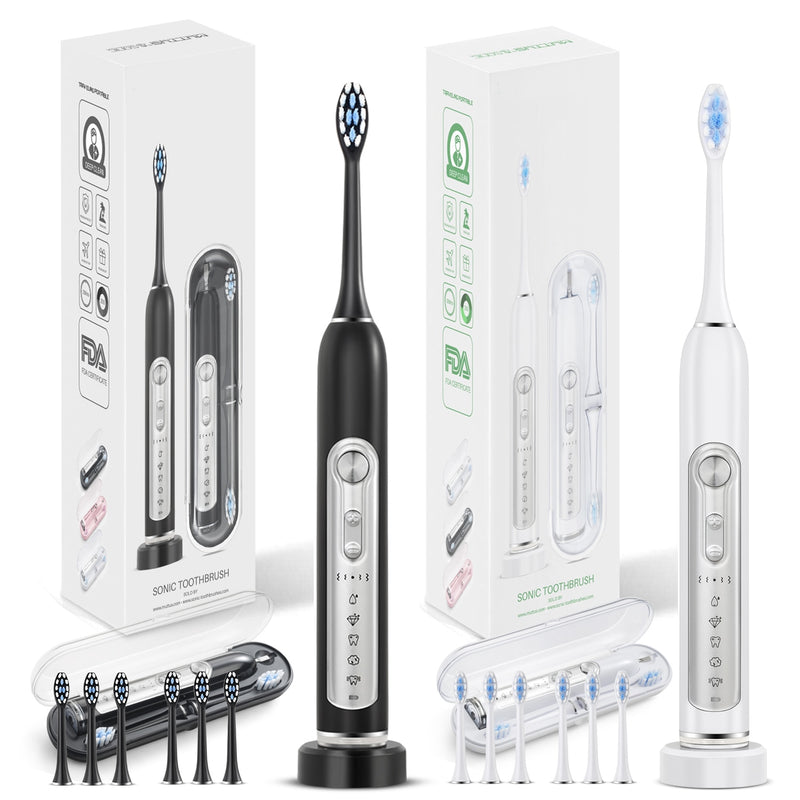 SUBORT Super Sonic Electric Toothbrushes for Adults Kid Smart Timer Whitening Toothbrush IPX7 Waterproof Replaceable Heads Set